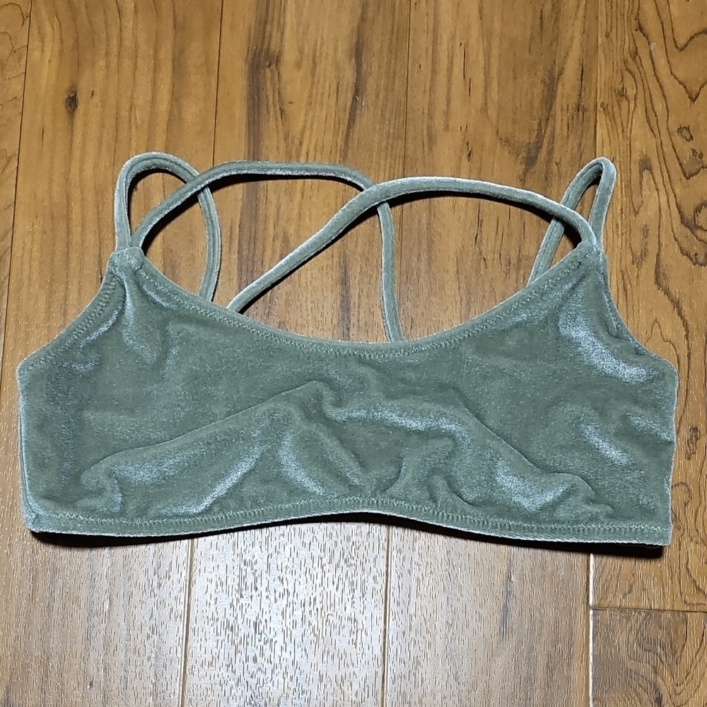 VS PINK Green Velvet Strappy Bralette